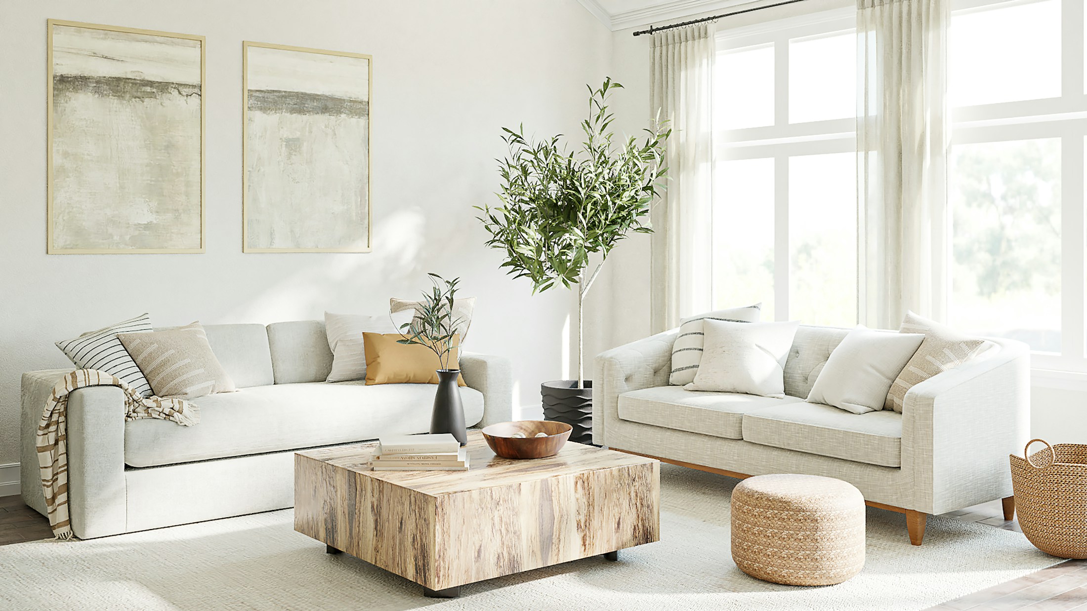 A bright, uncluttered living room filled with natural light